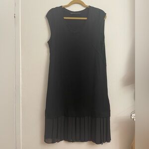 All Saints Black Mini Dress with Pleated Hem